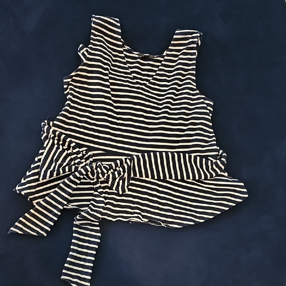 Striped Navy and White Sleeveless Top